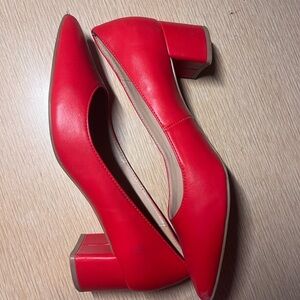 Dream Pairs Red Block Heel Pumps